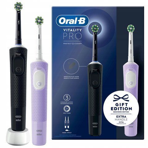 Набір електричних зубних щіток Braun Oral-B Vitality D103 Pro Family Pack Lavender + Black Protect x Clean BR-BLN11-2 фото