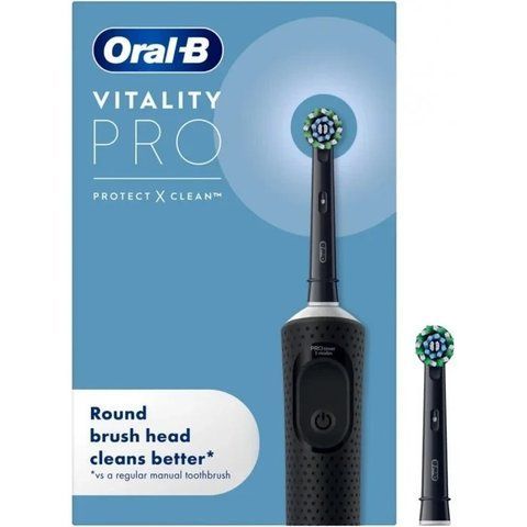 Електрична зубна щітка Oral-B Braun D103 Vitality Pro Black Cross Action 2 насадки чорна BR-BLN11-2 фото