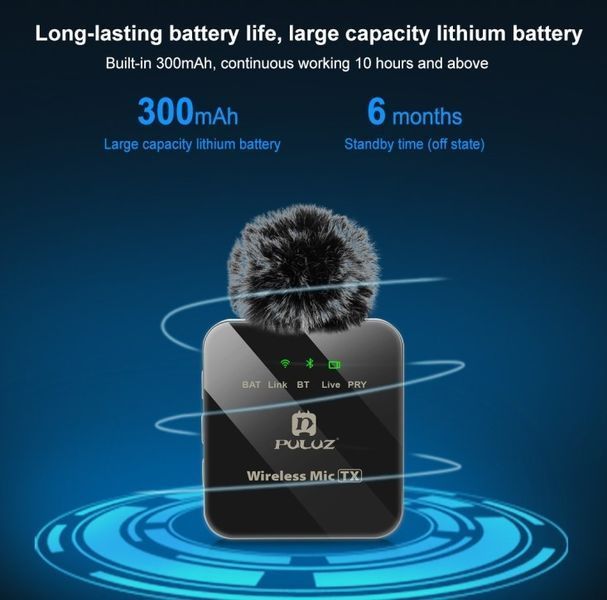 Бездротовий петличний мікрофон для смартфона Puluz, Type-C Phone, Type-C Receiver PULUZ PU646B шумозаглушення PULUZ-1 фото