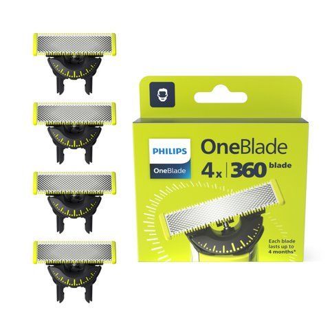 Змінні леза Philips OneBlade 360 QP440/50 4 шт. насадка для гоління обличчя, насадка для тримера філіпс уан блейд 1BL360-4 фото